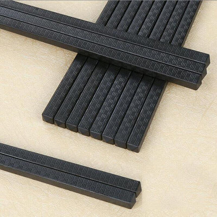 5 Pairs Premium Quality Alloy Chinese Japanese Chopsticks Dishwasher Safe Black - Aimall