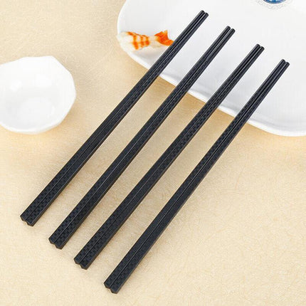 5 Pairs Premium Quality Alloy Chinese Japanese Chopsticks Dishwasher Safe Black - Aimall