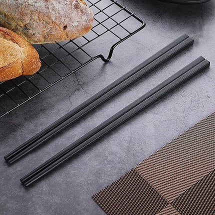 5 Pairs Premium Quality Alloy Chinese Japanese Chopsticks Dishwasher Safe Black - Aimall