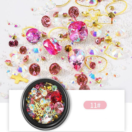 3D Assorted Nail Decals Decoration Nail Art Rhinestones Mix Gem Designs Tips DIY - Aimall