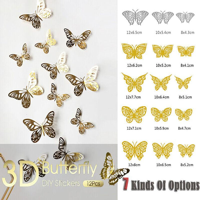 12x 3D Butterfly Wall Decals Stickers Removable Kids Nursery Decoration NEW AU - Aimall