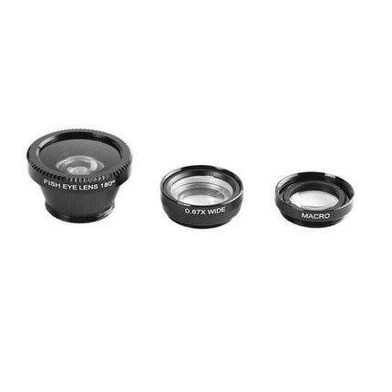 Wide Angle Macro Fisheye Phone Camera Lens Kit for iPhone Samsung (Black) AU - Aimall