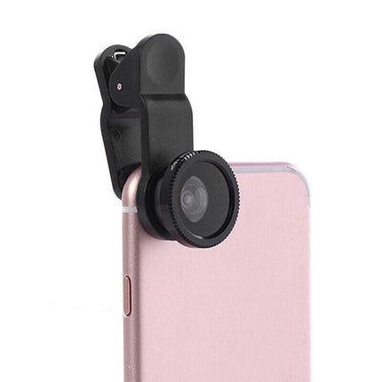 Wide Angle Macro Fisheye Phone Camera Lens Kit for iPhone Samsung (Black) AU - Aimall