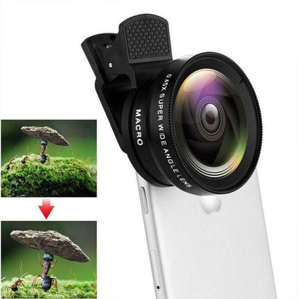 Wide Angle Macro Fisheye Phone Camera Lens Kit for iPhone Samsung (Black) AU - Aimall