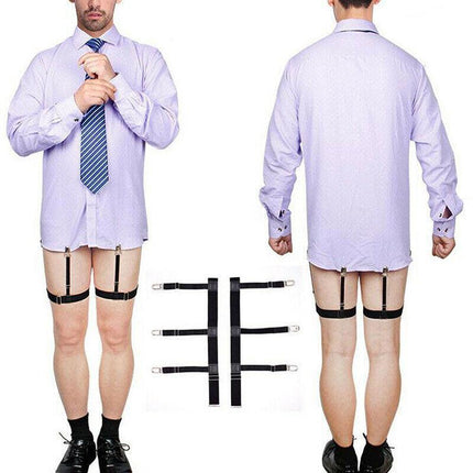 2x Men Shirt Stays Holder Garters Suspenders Military Uniform Non-slip Locking - Aimall