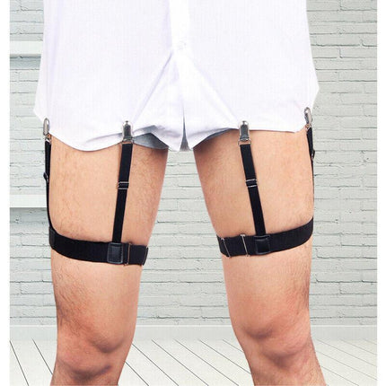 2x Men Shirt Stays Holder Garters Suspenders Military Uniform Non-slip Locking - Aimall