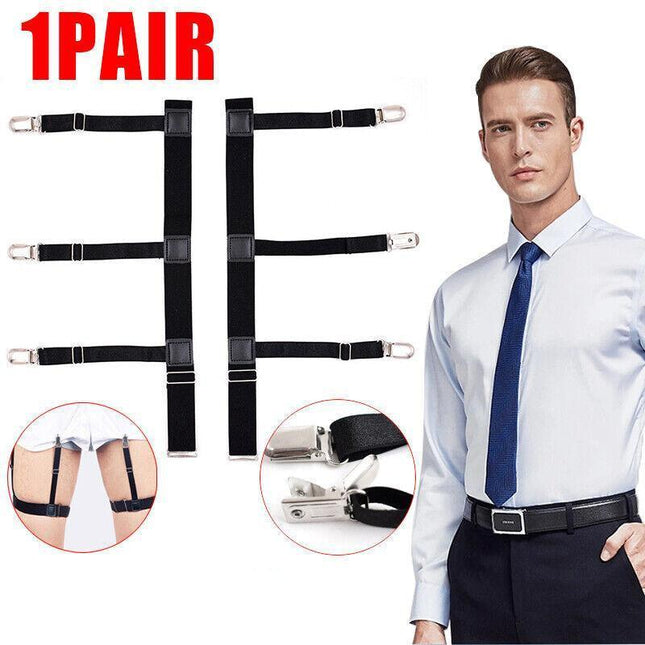 2x Men Shirt Stays Holder Garters Suspenders Military Uniform Non-slip Locking - Aimall