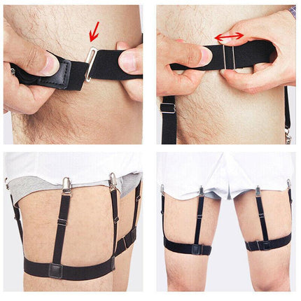2x Men Shirt Stays Holder Garters Suspenders Military Uniform Non-slip Locking - Aimall