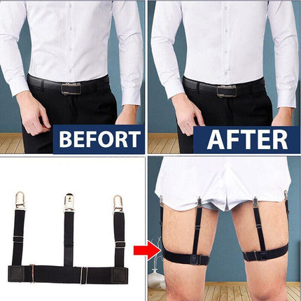 2x Men Shirt Stays Holder Garters Suspenders Military Uniform Non-slip Locking - Aimall