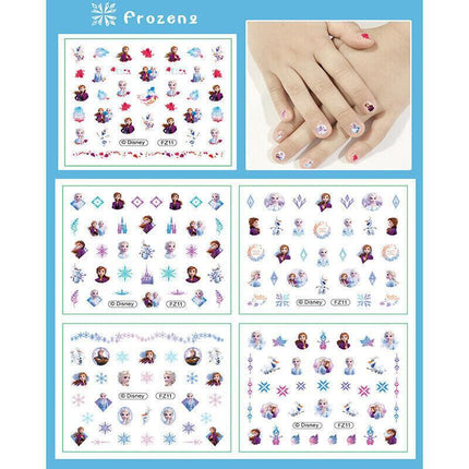 Kids nail stickers Frozen Minnie Pony Peppa princess nail art girls kids Barbie - Aimall