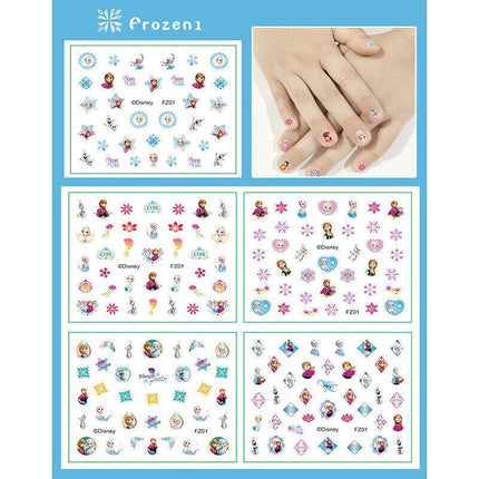 Kids nail stickers Frozen Minnie Pony Peppa princess nail art girls kids Barbie - Aimall