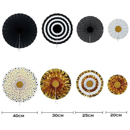Black Gold Paper Fans Hanging Party Decorations Supplies Bridal Shower Birthday - Aimall