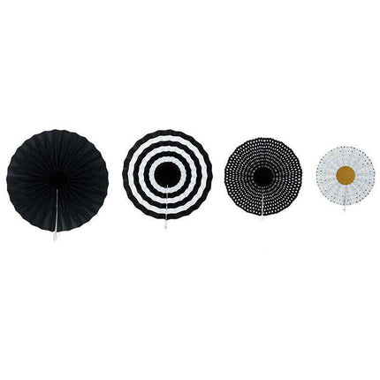 Black Gold Paper Fans Hanging Party Decorations Supplies Bridal Shower Birthday - Aimall