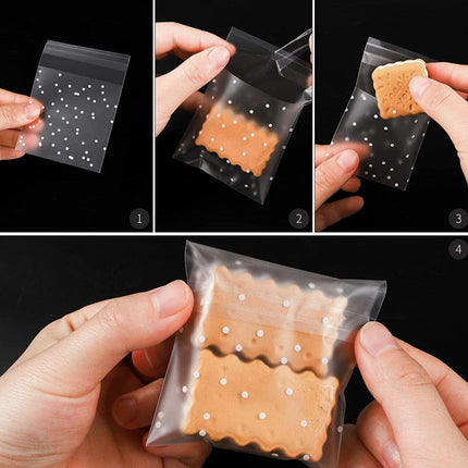 100 PCS Clear Dots Candy Packaging Bags Self Adhesive Cookie Biscuit Gift Bags - Aimall