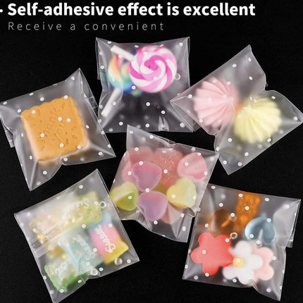 100 PCS Clear Dots Candy Packaging Bags Self Adhesive Cookie Biscuit Gift Bags - Aimall