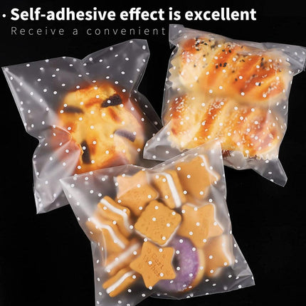 100 PCS Clear Dots Candy Packaging Bags Self Adhesive Cookie Biscuit Gift Bags - Aimall