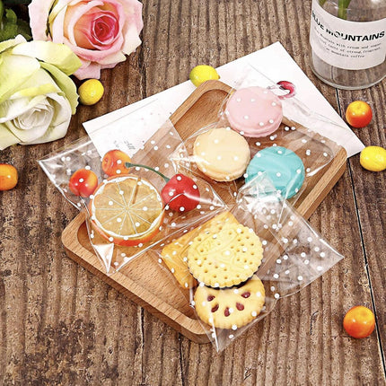 100 PCS Clear Dots Candy Packaging Bags Self Adhesive Cookie Biscuit Gift Bags - Aimall