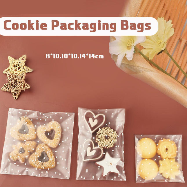 100 PCS Clear Dots Candy Packaging Bags Self Adhesive Cookie Biscuit Gift Bags - Aimall