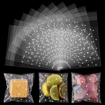 100 PCS Clear Dots Candy Packaging Bags Self Adhesive Cookie Biscuit Gift Bags - Aimall