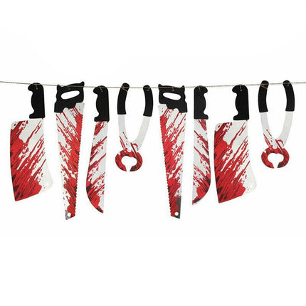 8pcs Hanging Bloody Weapons Halloween Horror Props Garland Banner Decoration AU - Aimall