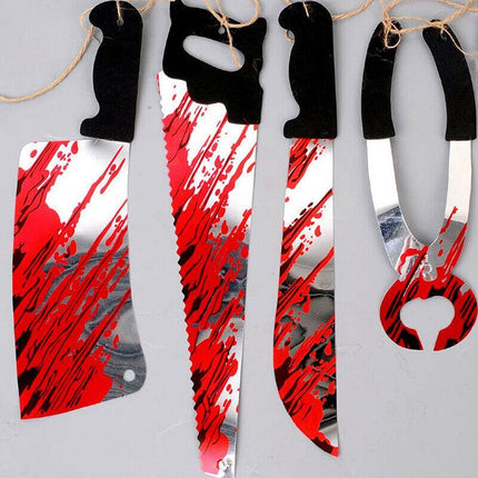 8pcs Hanging Bloody Weapons Halloween Horror Props Garland Banner Decoration AU - Aimall