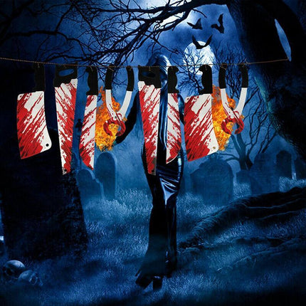 8pcs Hanging Bloody Weapons Halloween Horror Props Garland Banner Decoration AU - Aimall