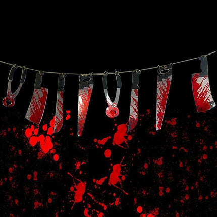 8pcs Hanging Bloody Weapons Halloween Horror Props Garland Banner Decoration AU - Aimall