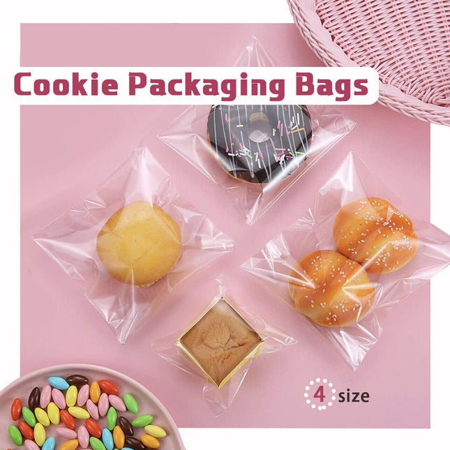 100PCS Clear Plastic Candy Packaging Bags Self Adhesive Cookie Biscuit Gift Bags - Aimall