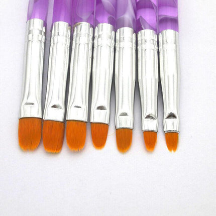 7PCS Round Head UV Gel Nail Acrylic Brush Hair Size No.2-14 Good for Starter Pen - Aimall