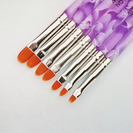 7PCS Round Head UV Gel Nail Acrylic Brush Hair Size No.2-14 Good for Starter Pen - Aimall