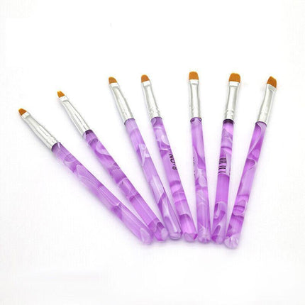 7PCS Round Head UV Gel Nail Acrylic Brush Hair Size No.2-14 Good for Starter Pen - Aimall