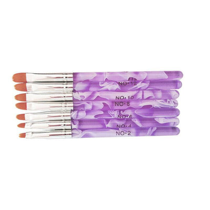 7PCS Round Head UV Gel Nail Acrylic Brush Hair Size No.2-14 Good for Starter Pen - Aimall