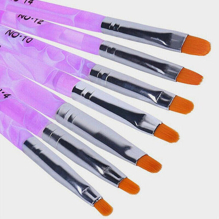 7PCS Round Head UV Gel Nail Acrylic Brush Hair Size No.2-14 Good for Starter Pen - Aimall