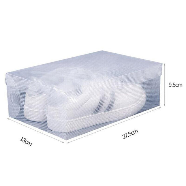 20x Clear Shoe Storage Transparent Box Foldable Stackable Plastic Boxes Organize - Aimall