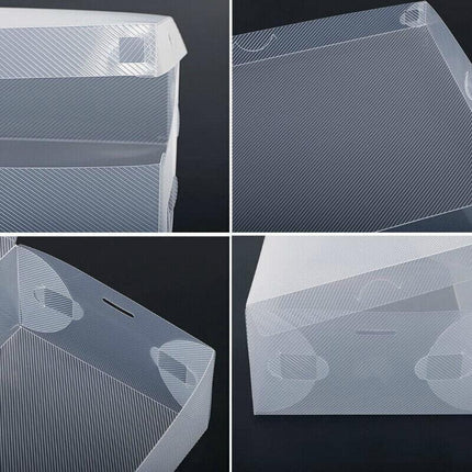 Clear Plastic Shoe Boxes in Closet