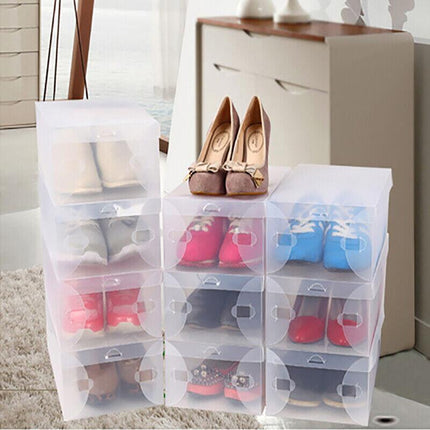 Clear Plastic Shoe Boxes in Closet