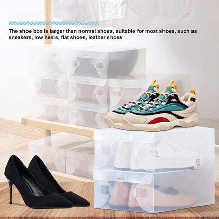 Clear Plastic Shoe Boxes in Closet