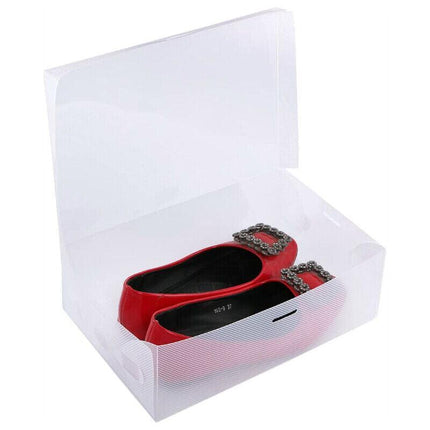 Clear Plastic Shoe Boxes in Closet