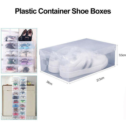 Clear Plastic Shoe Boxes in Closet