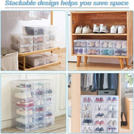 Clear Plastic Shoe Boxes in Closet