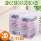 Clear Plastic Shoe Boxes in Closet