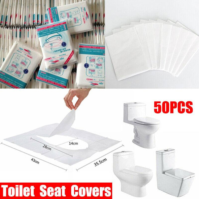 50pcs Toilet Seat Paper Covers Disposable Sanitary Travel Biodegradable Hygienic - Aimall
