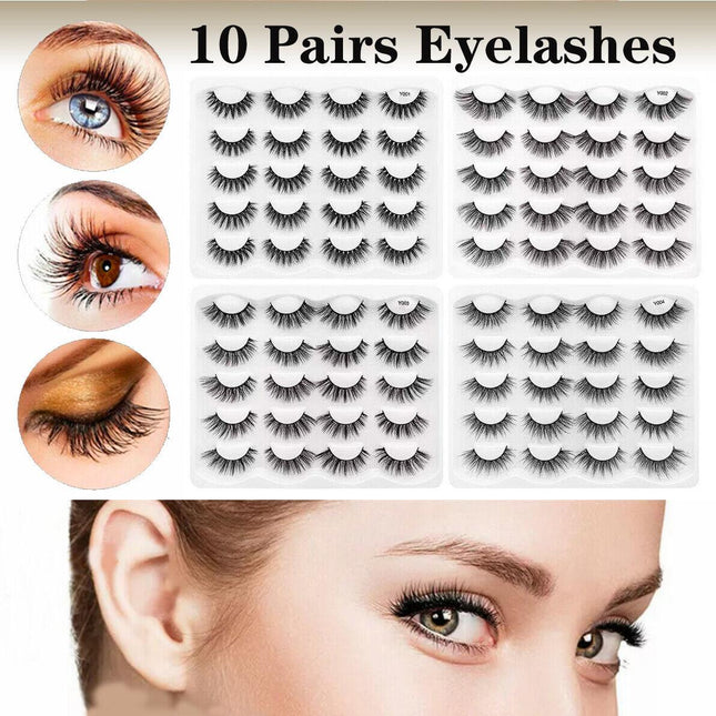 10Pair 11Style 3D Mink Natural Thick False Eyelashes Eye Lashes Makeup Extension - Aimall
