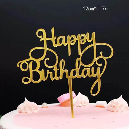 Happy Birthday Acrylic Cake Topper Cake Decoration Golden Silver Party Au Stock Aimall