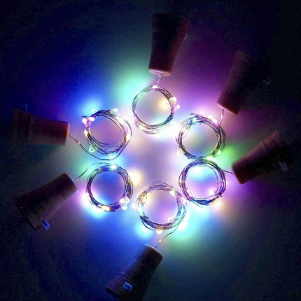 10x String Battery Copper 10/20LED Wine Bottle Cork Fairy Light Party Waterproof - Aimall