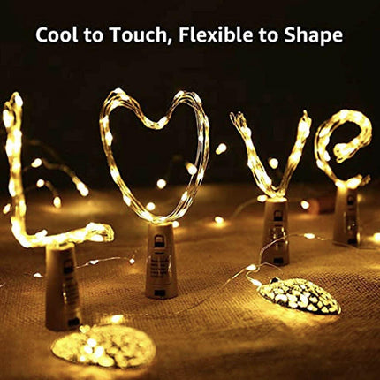 10x String Battery Copper 10/20LED Wine Bottle Cork Fairy Light Party Waterproof - Aimall