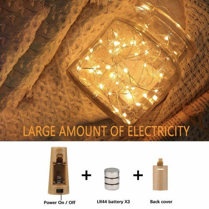 10x String Battery Copper 10/20LED Wine Bottle Cork Fairy Light Party Waterproof - Aimall