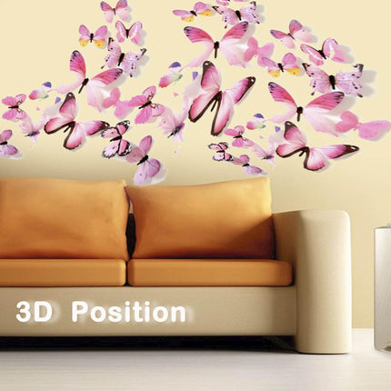 12 PCS 3D BUTTERFLY Wall Stickers Removable Decals Kids Nursery Wedding Decor AU - Aimall