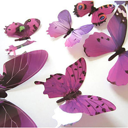 12 PCS 3D BUTTERFLY Wall Stickers Removable Decals Kids Nursery Wedding Decor AU - Aimall