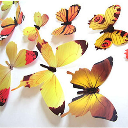 12 PCS 3D BUTTERFLY Wall Stickers Removable Decals Kids Nursery Wedding Decor AU - Aimall